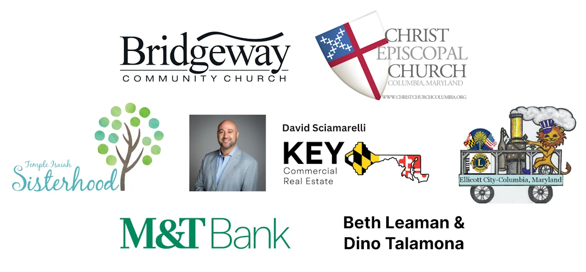 Image displays logos for Bridgeway Community Church, Christ Episcopal Church, and Key Commercial Real Estate.
